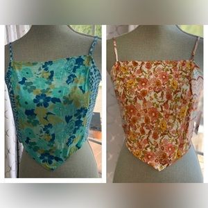 Bundle of two new crop tops shirts with adjustable straps size medium
